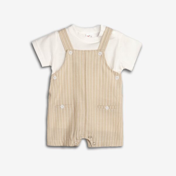 PETO CON CAMISETA RAYAS BEIG