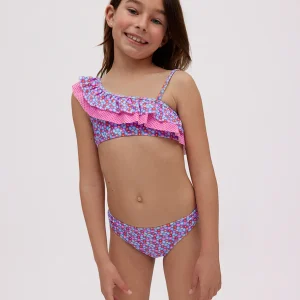 BIKINI FLORES CON VOLANTE ROSA/AZUL